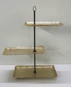 Soporte de pastel de 2 niveles de mármol y madera decorativo de latón AK con Pilar de Metal soporte de pastel de diseño atractivo para ocasiones especiales - Product Image 4