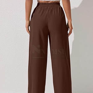 Pantalon en soie de haute qualité Logo personnalisé pour femmes Décoration élastique avec design avant plat Service professionnel OEM à bas prix - Product Image 2