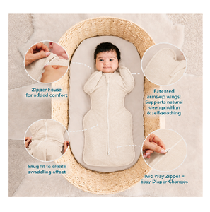 Gentle Hippo Baby Swaddle Light Beige <b>Comfortable</b> Infant Sleep Sack Soft Newborn Wrap Premium Baby Care Design - Product Image 1