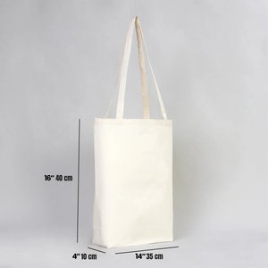 Sac fourre-tout en coton durable et écologique 14 x 16 x 4 (35 x 40 x 10 cm) avec soufflet pour la publicité alimentaire, l'usage quotidien et le transfert thermique - Product Image 3