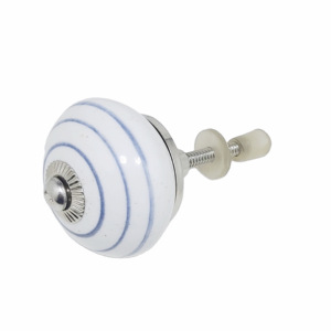 Boutons en céramique de couleur blanche, bandes noires claires, poignées de tiroir et d'armoire CK 558 - Product Image 2