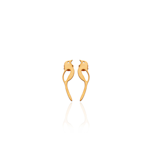 Boucles d'oreilles clous en argent sterling 925 faites à la main, motif oiseau, plaqué or, longue queue, bijoux minimalistes tendance pour femme, par un tiers - Product Image 4
