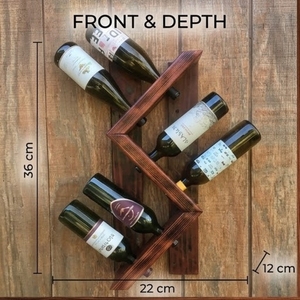 Rustic Wood <b>Wall</b> Mounted Wine Rack Double Tier <b>Storage</b> Holder For Bottles - Product Image 5