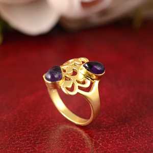 Hot Selling Design Boho Floral Gemstone <b>Ring</b> Boho Brass <b>Ring</b> for Women 18K Gold Plated Vintage Leaf Band for Wholesale OEM ODM - Product Image 4