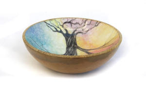 Tazón de madera de mango Diseño de esmalte impreso Fruta seca Ensalada de frutas Madera natural - Product Image 6