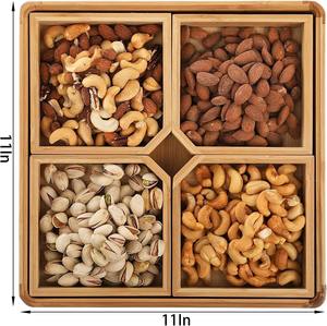 Bandeja de Servir Ecológica de Madera con 4 Compartimentos para Fiestas, Uso Doméstico, Almacenamiento de Frutos Secos y Nueces - Product Image 6
