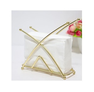 Porte-serviettes en métal au design moderne Porte-serviettes en forme de cœur doré Porte-serviettes en mouchoirs pour la maison Organisateur de bureau - Product Image 3