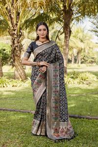 Puro Ghar Chola Bandhej Paithani seda Sari para adultos tela de encaje Floral Original estirable Zari tejido trabajo étnico Bandanas - Product Image 4