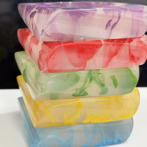 Purple and Yellow Beachy <b>Resin</b> Stack Bangles Vibrant Handmade Fashion Accessories Perfect for Summer and Casual Wear - Product Image 1