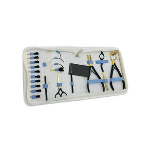 Ensemble d'outils pour extensions de cheveux en acier inoxydable bleu foncé, kit d'application professionnel de micro-liens comprenant des pinces, des ciseaux et un crochet de traction - Product Image 1