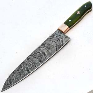 Ensemble de couteaux de chef professionnel personnalisable écologique de haute qualité en acier damas avec poignée en résine comprenant une gaine - Product Image 3