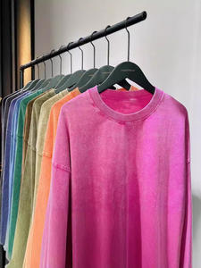 New Fashion 100% Cotton Wash Distressed Unisex Oversized Sweatshirt Washed Pullover Loose <b>Black</b> Men <b>Long</b> Sleeve <b>T</b>-<b>shirt</b> for men - Product Image 3