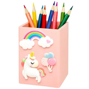 Cute Cartoon Colorful unicorn Pencil Holder Kindergarten Primary School Stationery Container Pen Holder For Kid