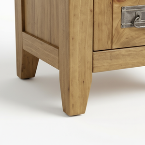 Mesa Auxiliar Moderna con 2 Cajones, Color Natural, Madera de Caucho y MDF, Muebles para Sala de Estar y Comedor - Product Image 5