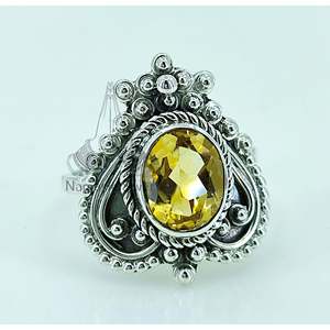 Handmade 925 Sterling <b>Silver</b> Women's <b>Statement</b> <b>Ring</b> Natural Citrine Yellow Gemstone Heart Shape Elegant Oval Design Gift - Product Image 5