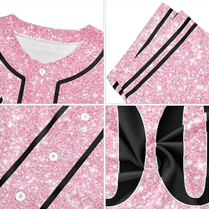 Camisetas de Béisbol y Sóftbol Personalizadas con Diseño Abstracto Rosa Brillante, Transpirables, Antibacterianas, 100% Poliéster, Nombre, Número y Logotipo Personalizados - Product Image 6