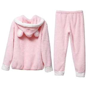 Conjuntos de lana peluda para mujer, ropa de descanso, manga larga, bolsillo, sudaderas con capucha informales y pantalones, conjunto de 2 piezas, ropa de dormir esponjosa - Product Image 2