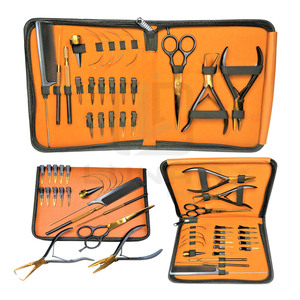 Kit d'outils d'extension de cheveux de meilleure qualité en or Rose Plasma et noir couleur mate pour Kit de Salon de coiffure étui en cuir PVC - Product Image 6