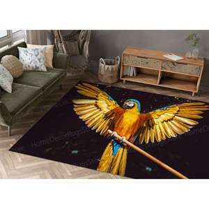 Alfombra Estampada con Alas de Loro Abiertas Amarillas - Alfombra Antideslizante con Diseño de Animales, Alfombra de Terciopelo de Lujo - Product Image 4