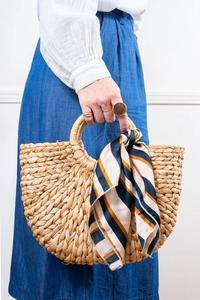 Vietnam Fabrication en gros à la mode tissé à la main jacinthe d'eau artisanat sacs à main pour les femmes fermeture ouverte avec poignée ronde - Product Image 4