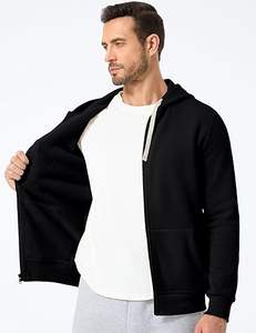 JMIERR Sudaderas con capucha de lana con cremallera completa para hombre Sudaderas con capucha y cordón Sudaderas con capucha Camisas informales de manga larga - Product Image 3