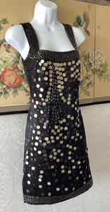 Noir soyeux paillettes perlé argent disque longueur au sol modeste robe Simple tourbillon conception dos uni pour fête formelle Style Club - Product Image 2