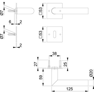 Juego de Rosetas HOPPE Amsterdam para Manijas de Puertas y Ventanas, Acero Inoxidable F9714M, Biseladas BB DIN, Modelos Izquierda/Derecha E1400Z/848N/848NS - Product Image 3