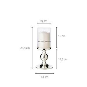 Portavelas de pilar de huracanes de estilo europeo para decoración de mesa de boda, soportes de huracanes de vidrio plateado de Metal - Product Image 4