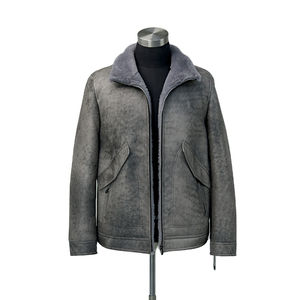OEM 2025 High Quality Custom Made 2025 <b>Mens</b> <b>Leather</b> <b>Bomber</b> Sheepskin Shearling Fur <b>Leather</b> Jacket with Affordable Price - Product Image 6