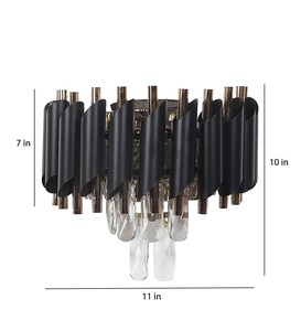 Black Designer Wall Lamp <b>in</b> Stylish Metal Finished Modern <b>Lighting</b> Fixture for Bedroom <b>Living</b> Room Hallway and Office Decor - Product Image 4