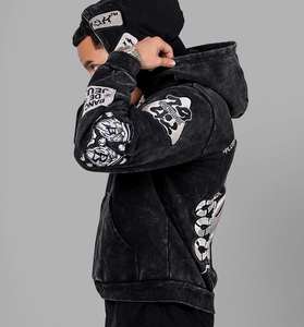 Sweat-shirts à capuche pour hommes avec broderie délavée au soleil, design personnalisé, 100% polyester, poids lourd, imprimé par transfert thermique, surdimensionné, automne - Product Image 2