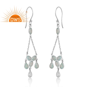 Meilleur Design 925 Argent Plaqué Palladium Naturel Aqua Calcédoine Pierre Précieuse Boucle D'oreille Bijoux Personnalisés Pour Les Femmes Cadeau Pour Elle - Product Image 3