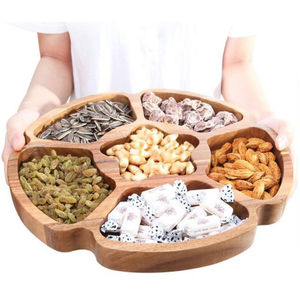 Plato para servir alimentos de bambú de madera Natural de la mejor calidad, forma redonda, 5 secciones, aperitivos de frutas secas y plato para servir - Product Image 5