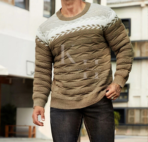 Suéter de lana transpirable de manga larga para hombre, ropa de oficina cálida de invierno con ajuste cómodo - Product Image 1