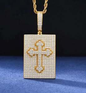 Pendentif Croix Créatif à Double Usage Réglage de Prong Vvs Moissanite Bijoux Rappeur Hip Hop Glacé - Product Image 1