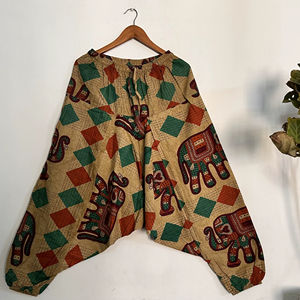 Pantalon sarouel baggy taille haute en toile de coton 100% pour hommes, taille libre, léger, décontracté, décontracté - Product Image 1