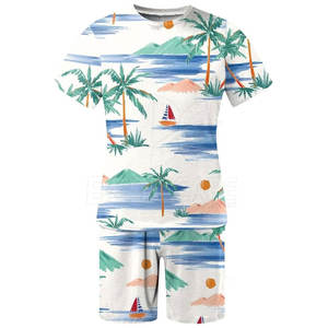 เซ็ตเสื้อยืด & กางเกงขาสั้นลำลองสำหรับผู้ชายผ้าโพลีเอสเตอร์/ ผ้าฝ้ายแบบพอดีตัวระบายอากาศฤดูร้อน - Product Image 4