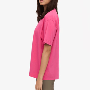 Camiseta de Verano para Mujer, Roja, Holgada, 100% Algodón, Cuello Redondo, Manga Corta, Estilo Urbano, Secado Rápido y Transpirable - Product Image 5