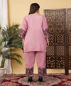 Ensemble coordonné en coton slub brodé FANCY TESLA, vêtement ethnique multicolore de luxe à séchage rapide, pour usage quotidien, prix de gros - Product Image 5