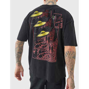 เสื้อยืดผู้ชายทรงหลวมพอดีตัวสไตล์ฮิปฮอปเสื้อยืดผ้าฝ้าย100% พิมพ์ลายกราฟฟิกแบบกำหนดเอง - Product Image 2