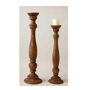 Bougeoir en bois avec logo personnalisé ensemble de 5 pièces pour mariage fête d'anniversaire pilier de bougie en bois le plus vendu sculpté à la main - Product Image 3