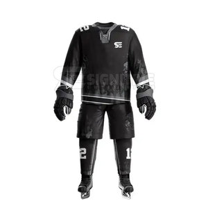 Ensemble d'uniformes de hockey sur glace d'entraînement avec panneaux extensibles, respirant, séchage rapide, sensation confortable, design personnalisé - Product Image 2