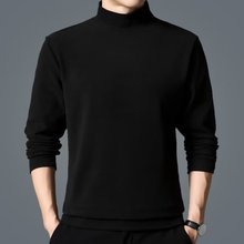 Sudadera de terciopelo de manga larga para hombre con diseño de logotipo personalizado OEM, camiseta de doble cara con Cuello medio alto y lijado que combina con todo - Product Image 2