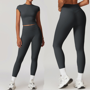 Wholesale Women's Casual Mid Waist Butt Lifting Breathable Quick Dry Spandex/<b>Polyester</b> Workout Yoga <b>Leggings</b> with Pockets - Product Image 1