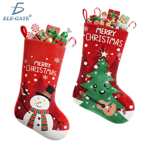 43 cm <b>Red</b> Christmas Stocking with Printed Design Fur and Plaid <b>Material</b> for Winter Festive Merry Christmas Occasion - Product Image 5