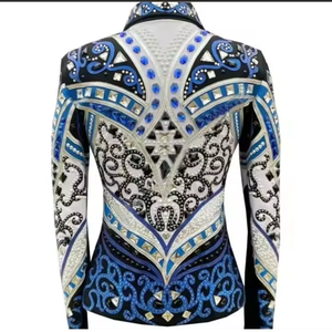 Chaqueta ecuestre de estilo occidental elegante de diseño personalizado 100% cristales traje de equitación cómodo Logo conjuntos de accesorios - Product Image 4