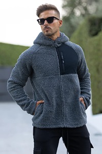 Sweat à capuche Sherpa épais pour hommes confortable hiver Polyester/coton coupe-vent respirant à capuche pour vêtements par temps froid - Product Image 6