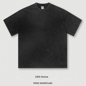 OEM High Street Heavyweight Old Washed Vintage Streetwear Tshirt 220-260G Lin Cotton Fried Snowflake Knitted 260 Gram Hoodies - Product Image 6