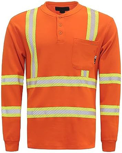 Camisa de construcción de manga larga naranja para hombre, tiras reflectantes de seguridad resistentes al fuego y soldadura, botón frontal, ropa de seguridad para el trabajo - Product Image 1