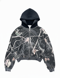 Men Oversized Heavyweight 100% Cotton Fleece Winter Hoodie Acid Wash Vintage <b>Streetwear</b> Distressed Zip Breathable Custom - Product Image 1